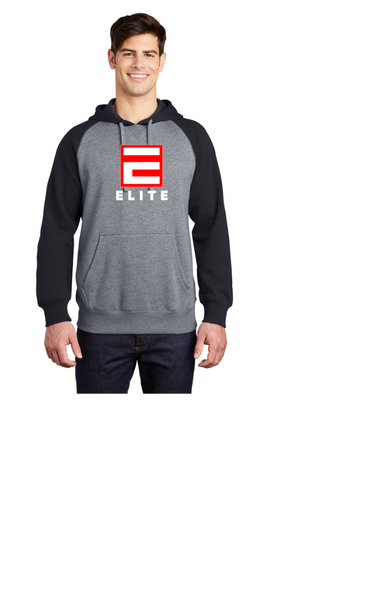 ELITE SOFTBALL RAGLAN 2 COLOR HOODIE BLACK/GREY