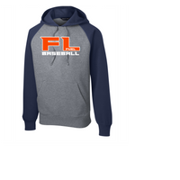FLORIDA FUEL BASEBALL UNISEX RAGLAN HOODIE HEATHER NAVY GREY