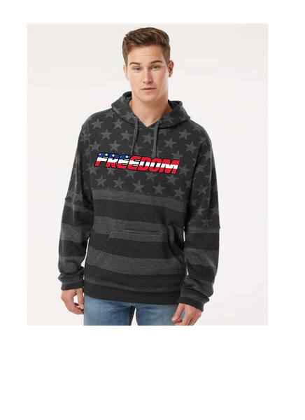 FREEDOM BLACK GREYY STARS STRIPES UNISEX HOODIE FREEDOM COLOR DESIGN