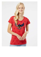 FREEDOM LADIES SCOOP NECK COTTON TEE EAGLE AND WORD DESIGNS