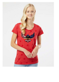 FREEDOM LADIES SCOOP NECK COTTON TEE EAGLE AND WORD DESIGNS