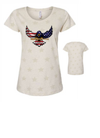 FREEDOM LADIES SCOOP NECK COTTON TEE EAGLE AND WORD DESIGNS