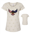 FREEDOM LADIES SCOOP NECK COTTON TEE EAGLE AND WORD DESIGNS