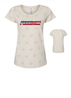 FREEDOM LADIES SCOOP NECK COTTON TEE EAGLE AND WORD DESIGNS