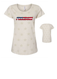 FREEDOM LADIES SCOOP NECK COTTON TEE EAGLE AND WORD DESIGNS