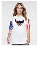 FREEDOM UNISEX STARS AND STRIPES SLEEVES  COTTON TEE SHORT SLEEVE