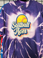 Bleached swirl softball mom  ss cotton tee unisex