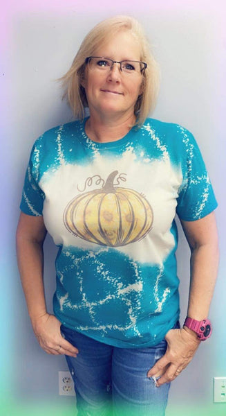 SUNFLOWER PUMPKIN BLEACHED TEE UNISEX TEAL