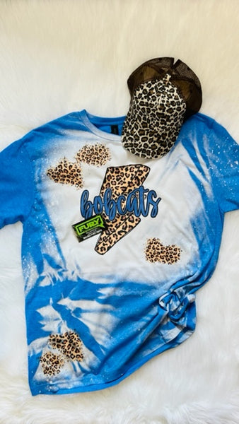 BAKER BOBCAT  BOLT BLEACHED ROYAL  TEE  CHEETAH PATCHES