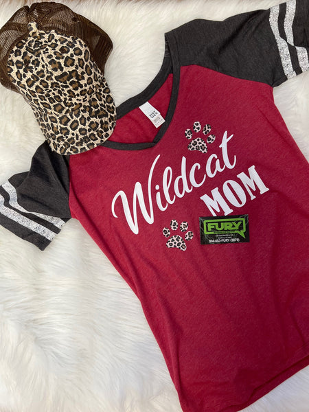 WILDCAT MOM  GAME DAY LADIES TEE CHEETAH PAW PRINTS