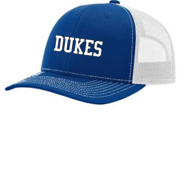 LADY DUKES RICHARDSON  TRUCKER SNAP BACK HAT ROYAL WHITE EMBROIDERED