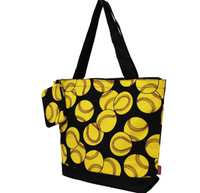 softball  printed canvas tote