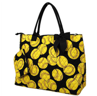 Quilted softball printed large tote