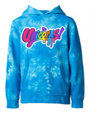 UNICORNS UNISEX YOUTH TIE DYE HOODIE MULTI COLORED LOGO