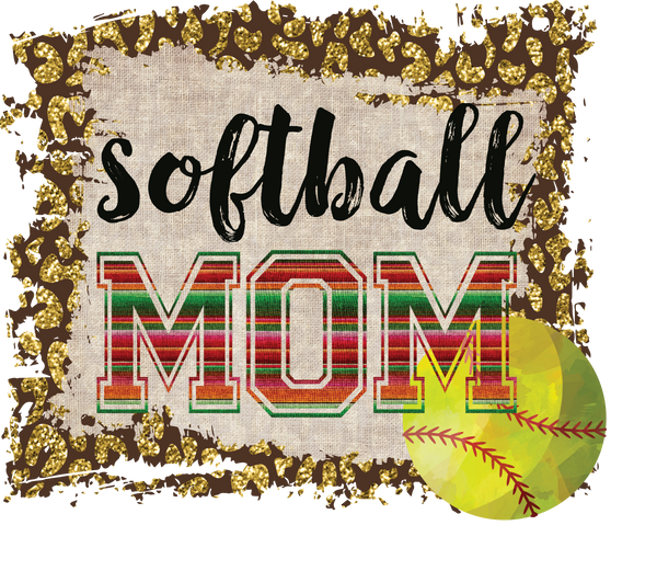 SOFTBALL MOM LEOPARD  STRIPE  SUBLIMATED DRI FIT TEE