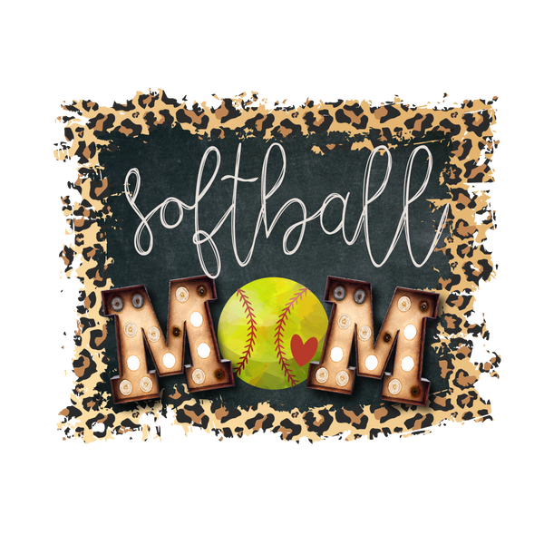 SOFTBALL MOM LEOPARD  SUBLIMATED CHALK BOARD  DRI FIT RACER TANK